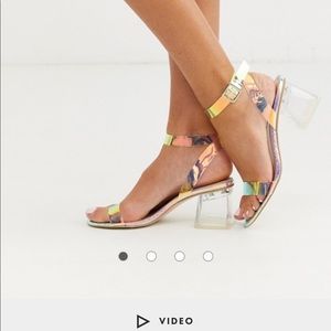 ASOS iridescent clear block heeled sandal